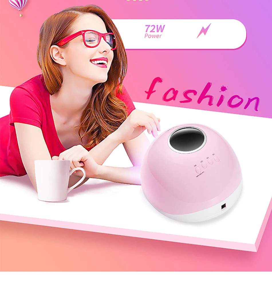 Smart5 72W UV LED Nail Lamp Gel Nail Polish Dryer with Screen Nails Art Gel Curing Light Anti Over-Heat Electric Nail Dryer