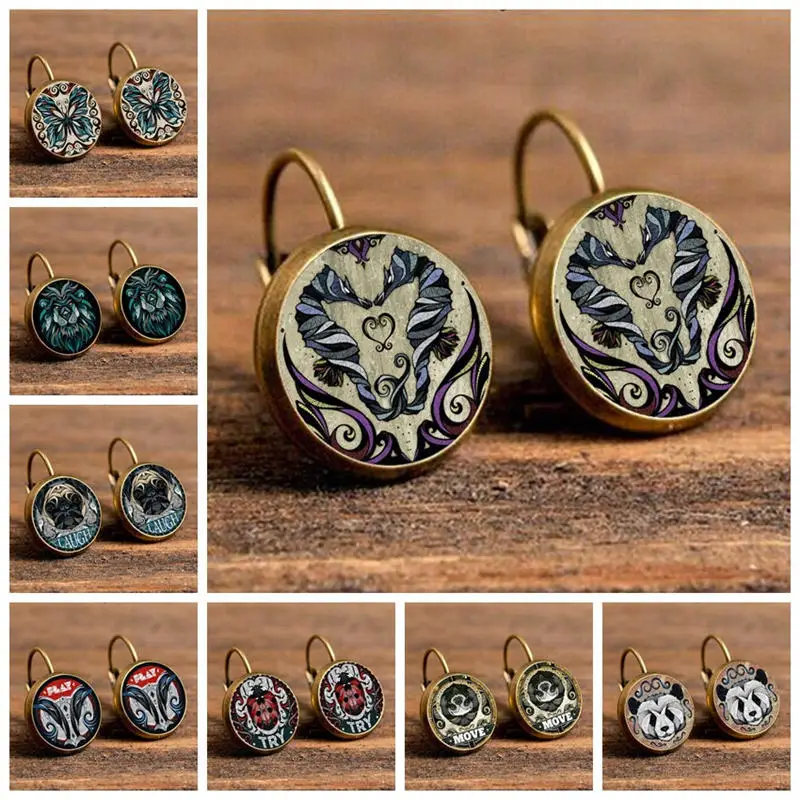 16 видов стилей серьги гвоздики с рисунком животных для женщин винтажные в стиле