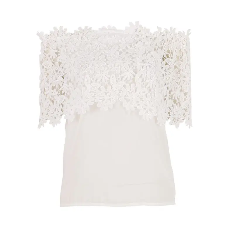 Женская блузка с цветочным узором и Расклешенным рукавом Сексуальная кружевная