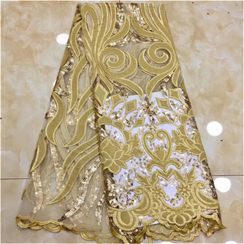 Sequins Lace Fabric velvet High Quality African Evening Dress Fabrics New Nigeria Sequined Embroidered Mesh Net | Дом и сад