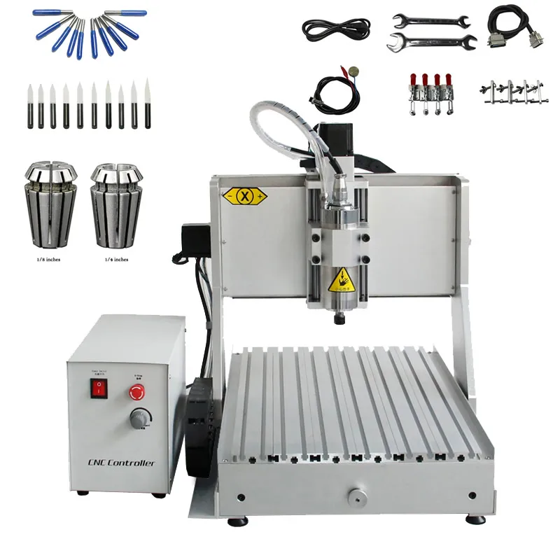 

USB CNC Router Engraver 6040 800W 1.5KW 2.2KW Z-Axis Stroke 130mm CNC Metal Milling Machine with Cutting Tools