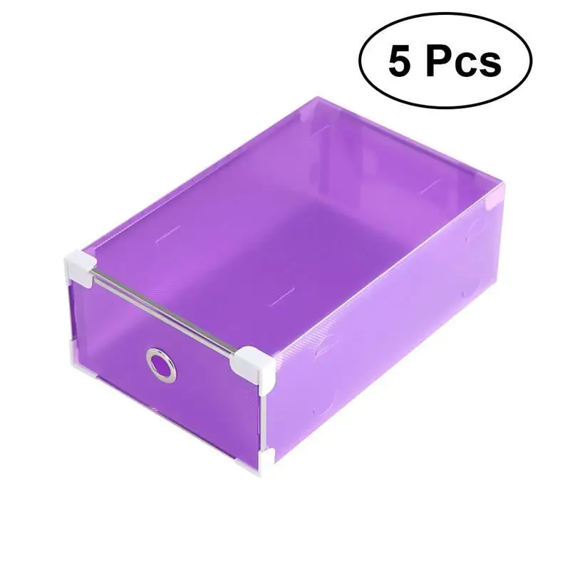 Purple OUNONA 5 шт. коробка для обуви прозрачный пластиковый ящик для хранения обуви Органайзер для женщин девочек(оранжевый - Цвет: Purple