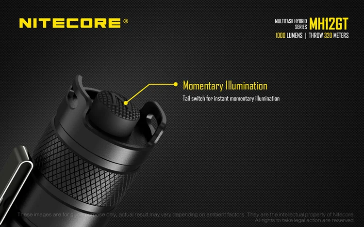 NITECORE 1000 лм MH12GT XP-L HI V3 светодиодный USB Перезаряжаемый Фонарик спасательный
