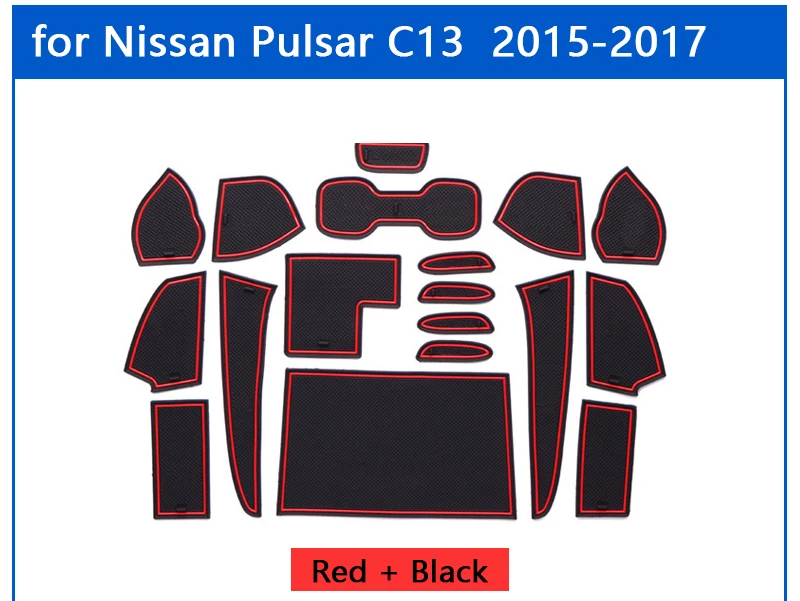Для Nissan Pulsar C13 2015 2017 Противоскользящий резиновый коврик для двери 18 шт. Tiida (Россия)