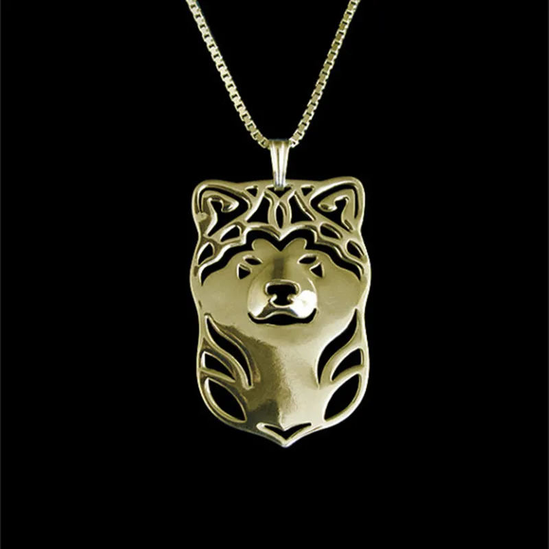 Розничная продажа японское ожерелье Akita Inu с 3D вырезами подвеска в виде щенка