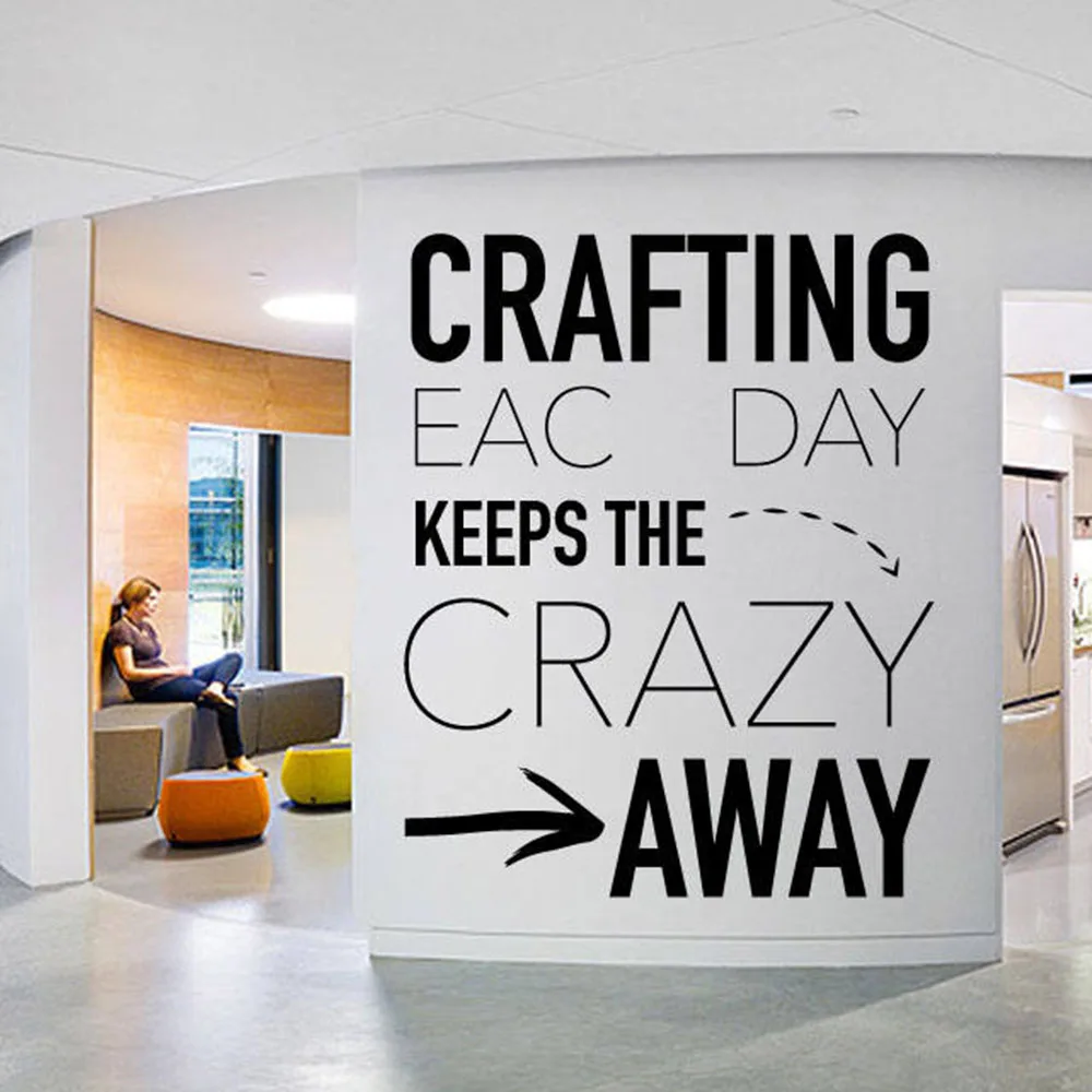 

Quotes Office Wall Stickers Art Wall Decals Home Decors Bedroom Crafting Day Keeps Crazy Self Adhesive Pattern Removable B340