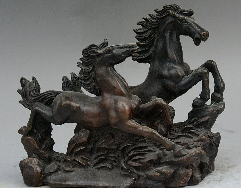 Китайский Бронзовый феншуй благоприятный успех Счастливое животное бегущая