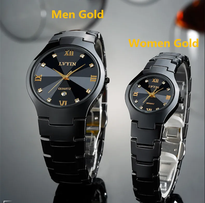 Relogio Montre Femme для влюбленных Черные Керамические нарядные часы кварцевые Деловые с