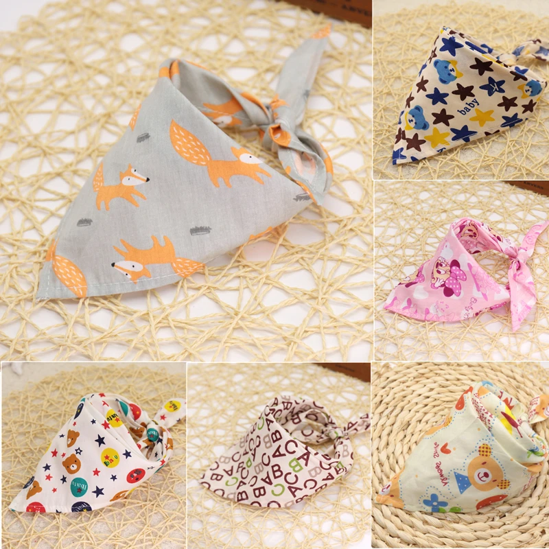 Baby Feeding Bandana Bibs Cotton Cartoon Print Boys Girls Stuff Drool Saliva Towel Newborn Burp Cloths Things | Детская одежда и