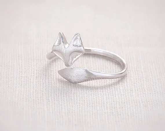

Jisensp Fashion Fox's Head Ring Cute Animal Open Fox Ring for Women Party Gift Simple Lovely Ring Fox Wedding Gifts Mens Jewelry
