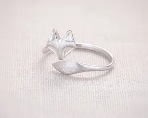 Женское Открытое кольцо с лисьей головой Jisensp, подарочное простое кольцо с лисой, кольцо симпатичное животное на свадьбу, ювелирные украшения для мужчин