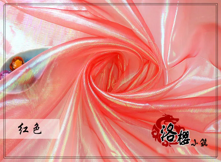Red Ширина 150 см цветная симфония liangsi марлевая пряжа красочные неоновые пряжа костюмы одежда прозрачная ткань - Цвет: Red