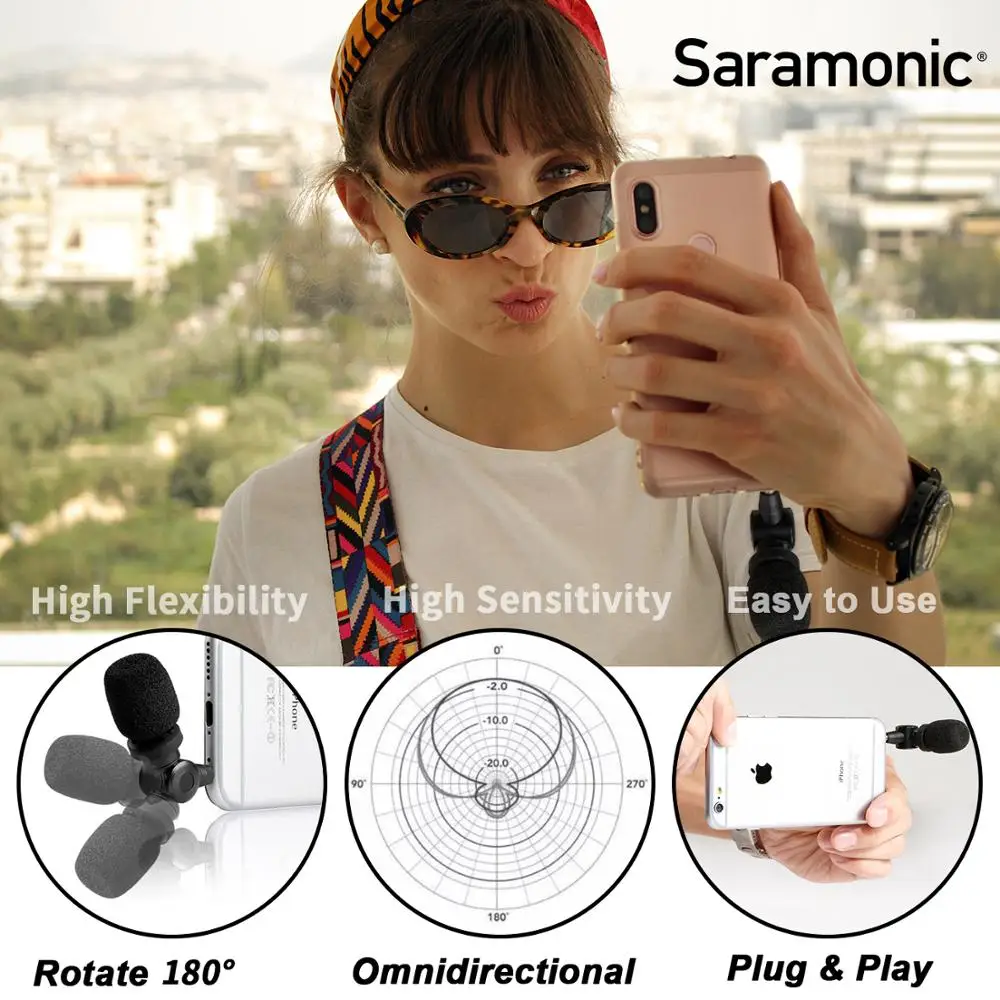 Saramonic SmartMic Гибкий микрофон с высокой чувствительностью для Apple IOS iPhone X 8 7 plus 6 iPad iPod