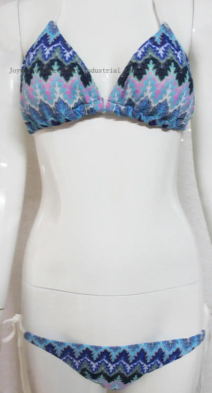 Женский бюстгальтер, бикини, костюмы, Missoni, полосатая ткань, летние купальники, нижнее белье, свободный галстук, Halterneck, пуш-ап, кроше, на бретелях, пляжный костюм - Цвет: 12