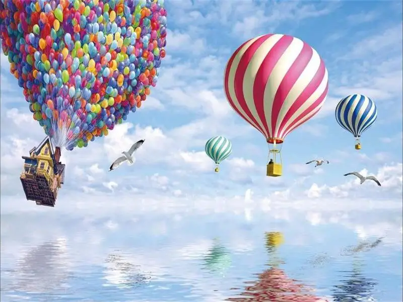 Детская комната обои на заказ 3d фотообои Диван ТВ фон Летающий дом 2 глобальная