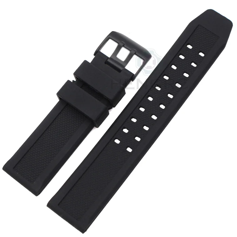 black buckle 23 мм силиконовый ремешок для часов мужской спортивный водонепроницаемый черный ремешок для наручных часов для Luminox аксессуары из нержавеющей стали черная серебряная пряжка - Цвет ремешка: black buckle