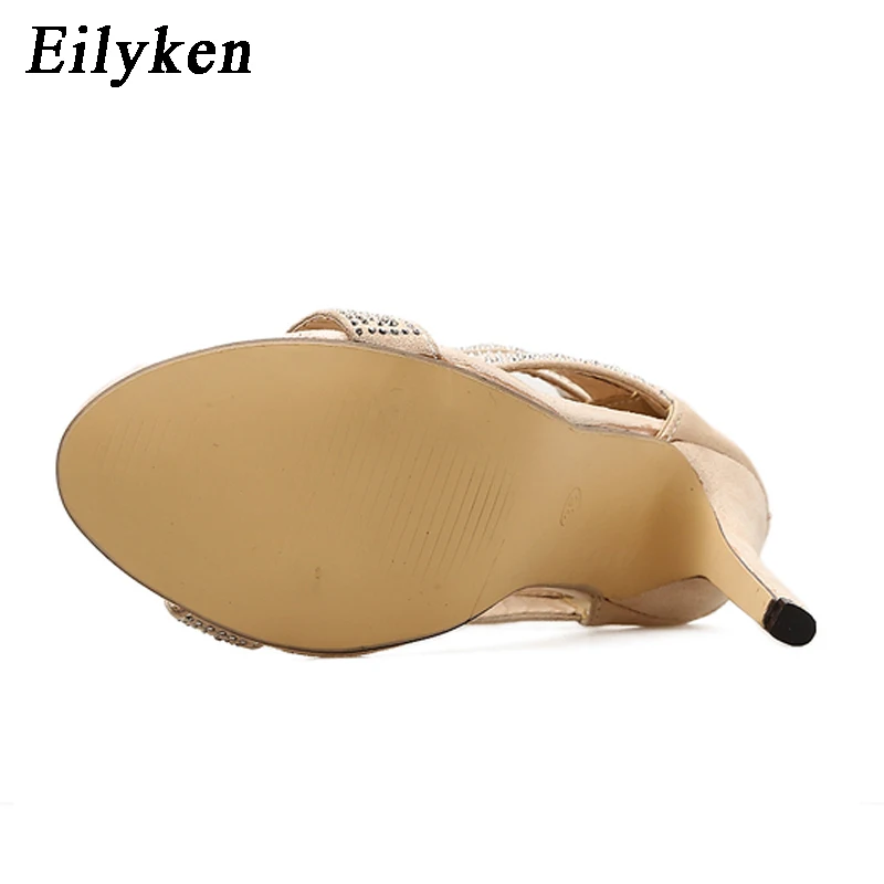 Eilyken/Новинка года; пикантные женские босоножки со стразами; модельные женские туфли на высоком каблуке с вырезами и ремешком на щиколотке; zapatos mujer
