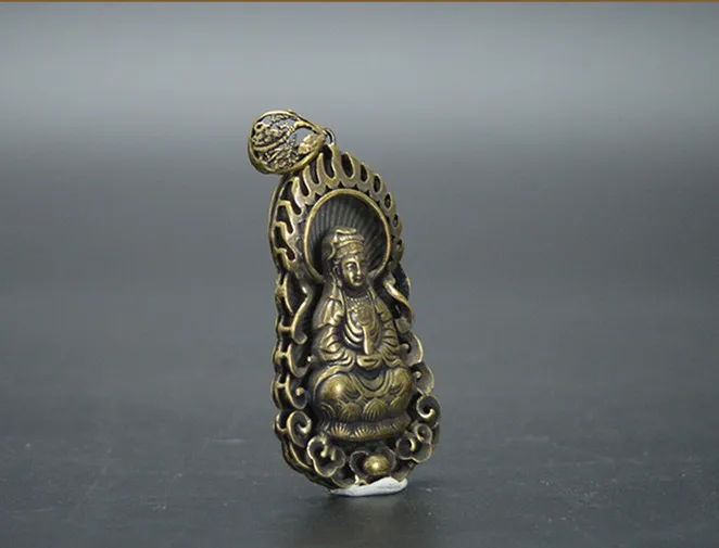 Китайский seiko резьба Чистая латунь Гуаньинь bodhisattva небольшой кулон | Дом и сад