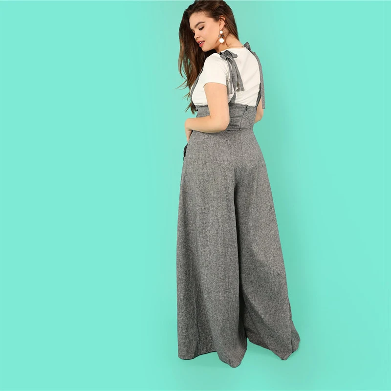 SHEIN Стильные Брюки Размера Плюс С Подтяжками Офисные Брюки С Лямками Размера Плюс