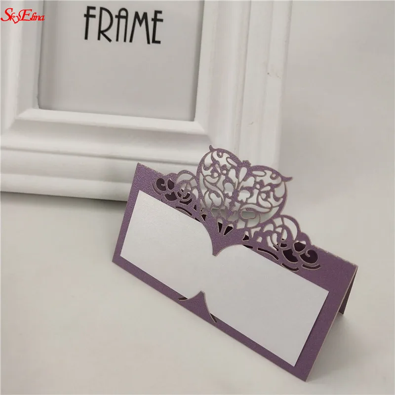 light purple 50 шт., винтажные настольные карты с номером, свадебные украшения на день рождения, лазерная резка, вечерние карточки, декор 5z - Цвет: light purple