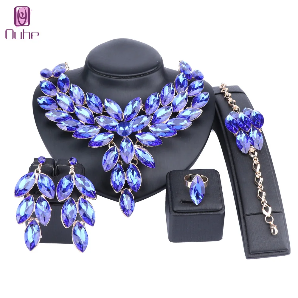 Свадебный костюм Ювелирные наборы кристалл колье серьги кольцо браслет набор