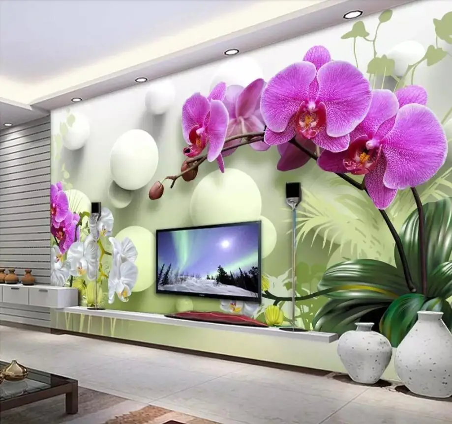 Индивидуальные 3D-обои, Декор для дома, гостиная, спальня, HD Phalaenopsis 3D Фреска ТВ фон, Настенная фотография