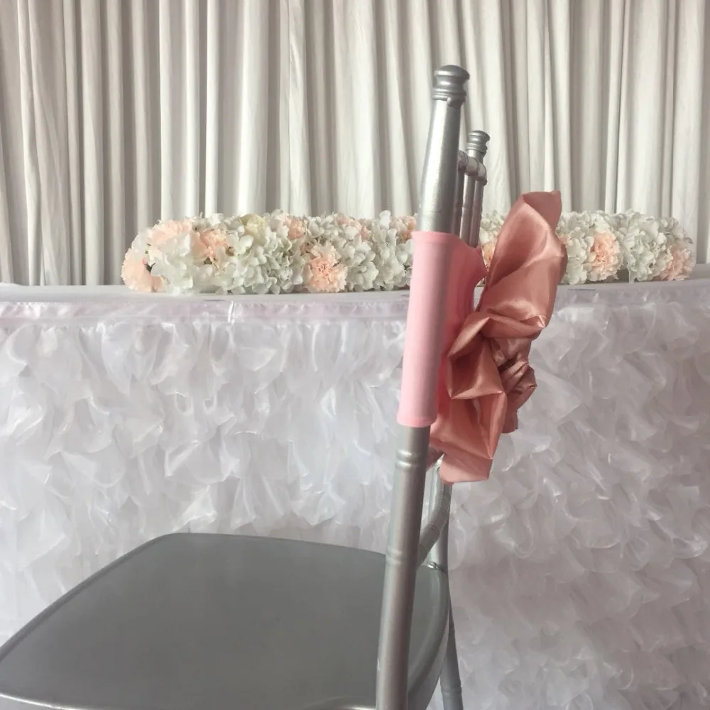 Hot Sale 50pcs or 100pcs White Pink Miracle Taffeta Big Flower With Brooch Spandex Chair Band for Wedding Party | Дом и сад