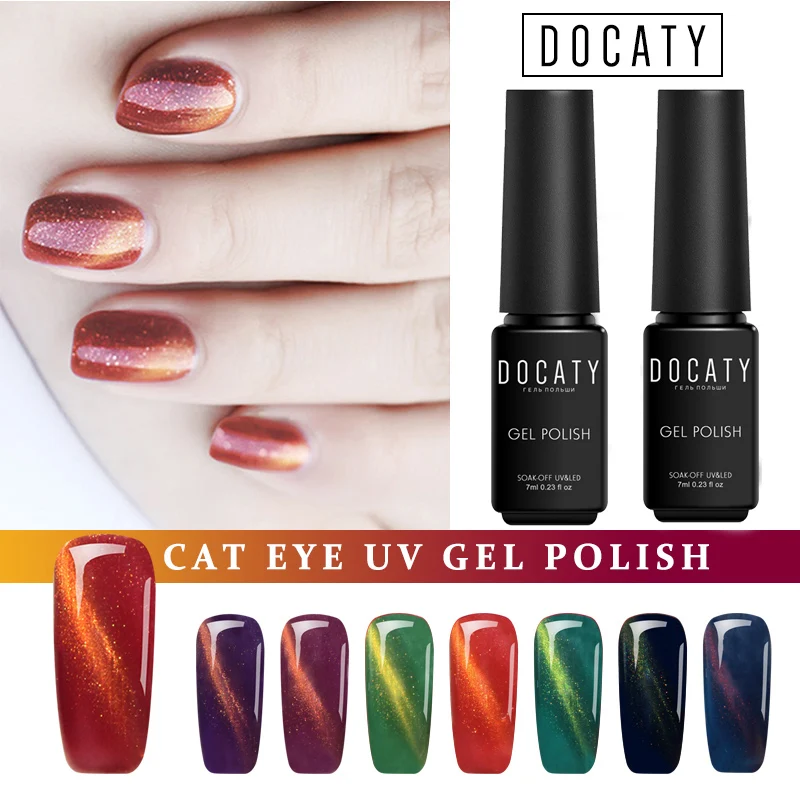 Docaty Гель лак для ногтей 1 шт. новинка 2019 УФ LED Fire Cat Eye 3D цветной магнит сделай сам