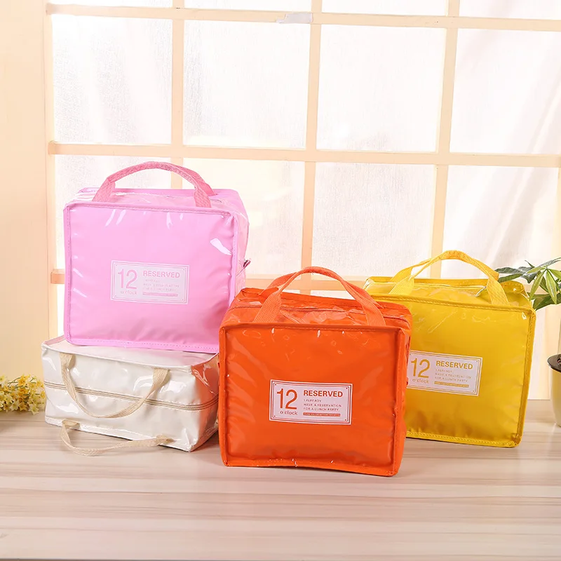 small size Men Women Waterproof PU Fresh Lunch Bag Cooler Food Foil Portable Insulation Picnic Hand Bags Storage Container bags | Багаж и