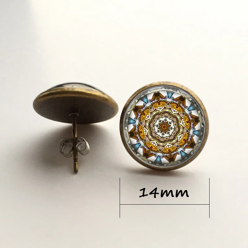 bronze earring 14mm Ожерелье, модное ожерелье мандала, Подвеска для женщин, Ретро стиль, Йога, колье, колье, ожерелье, ювелирное изделие, бижутерия, Colar Feminino HZ1 - Окраска металла: bronze earring 14mm