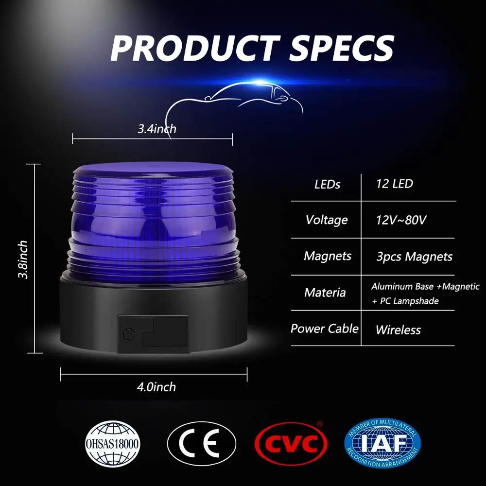 Беспроводной светодиодный Strobe Light аварийного Шахтерский фонарь синий опасности