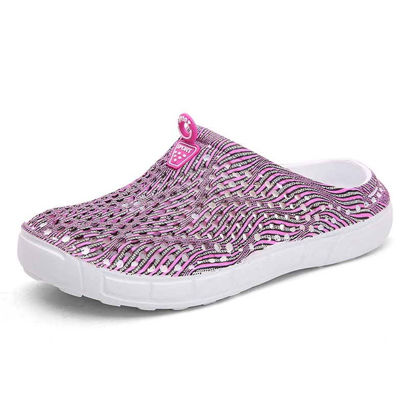 161-9 Pink Дышащие шлепанцы с дырками; женские домашние тапочки; шлепанцы унисекс; пляжные сандалии; женские сандалии на плоской подошве; сезон лето - Цвет: 161-9 Pink