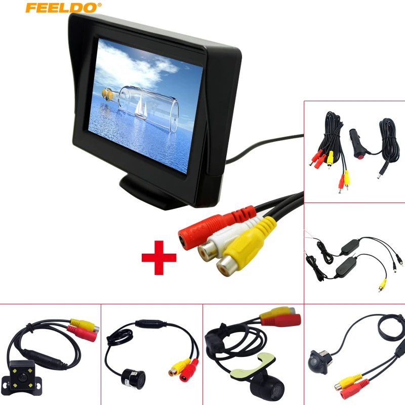 FEELDO 4 3 &quotTFT LCD автономный монитор с камерой заднего вида для парковки RCA видео