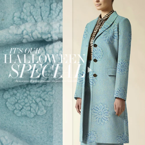 Высококачественная утолщенная светло голубая кашемировая шерстяная ткань в