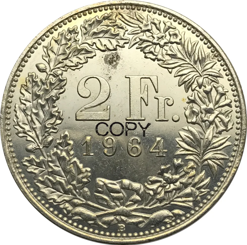 Швейцария 2 Franken 1964 B латунные серебряные копировальные монеты|coin coins|coin copycoins silver |