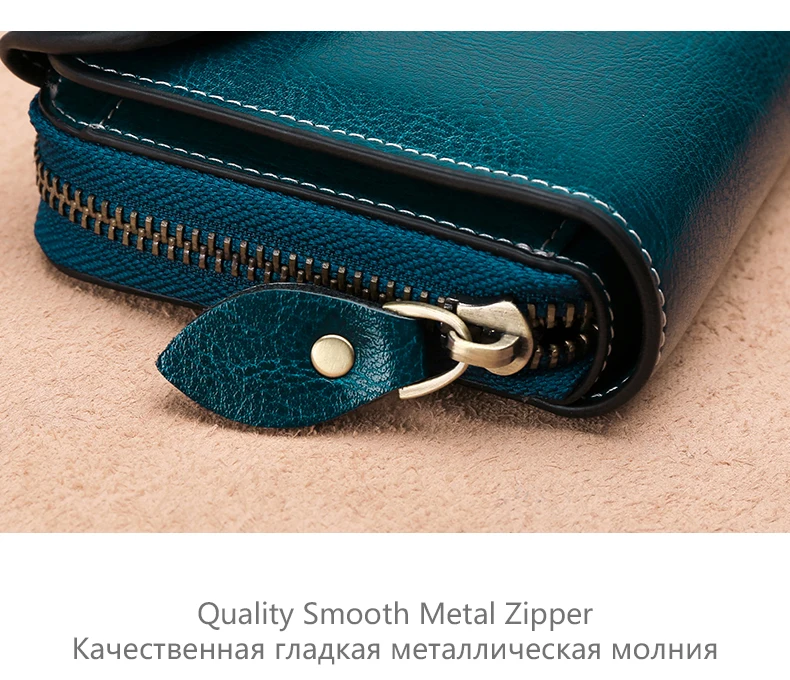 Large Capacity New Split Leather Wallet Long Purse Women Zipper Money Bag Casual Purse Button Wallet Women For iPhone 7Plus