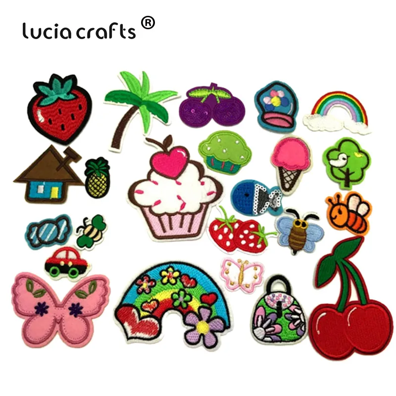 Lucia crafts 24 шт Случайные Стили вышитые ткани Железный или пришить стикер с рисунком из мультфильма патчи/значки для детской одежды L0304
