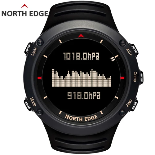 NORTH EDGE мужские спортивные цифровые часы для бега плавания спортивные часы альтиметр барометр компас термометр погода для мужчин - Цвет: Black