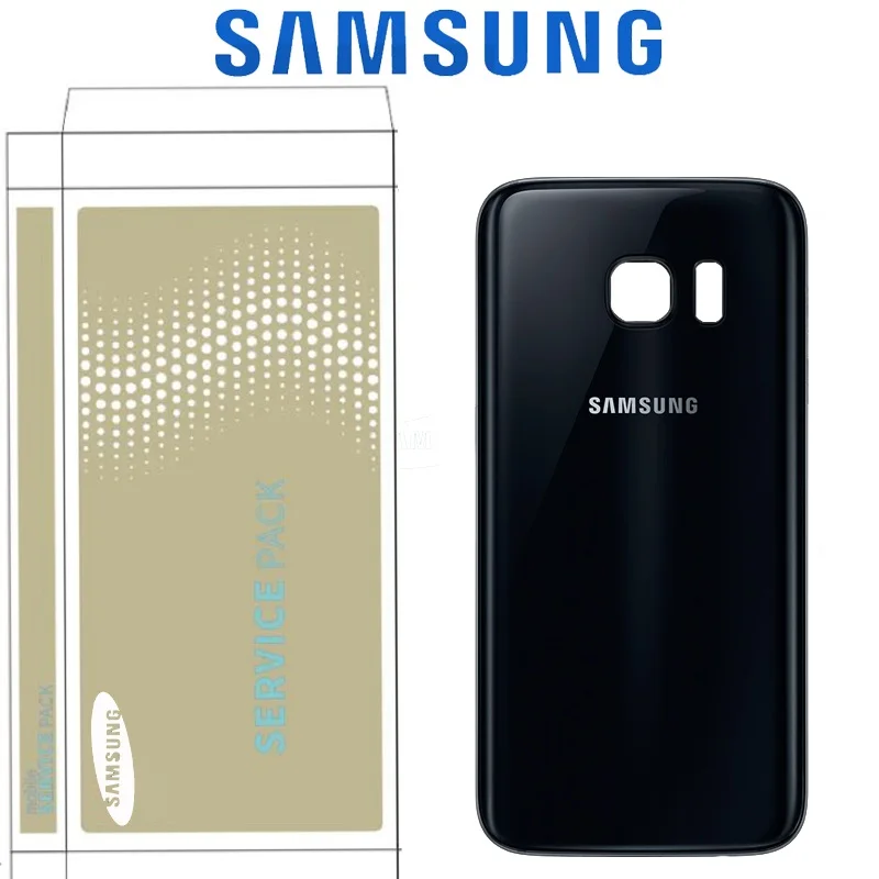 5,1 ''для SAMSUNG Galaxy S7 плоский G930 G930F задняя крышка для батареи Сменный стеклянный корпус с объективом для камеры - Цвет: S7 Black