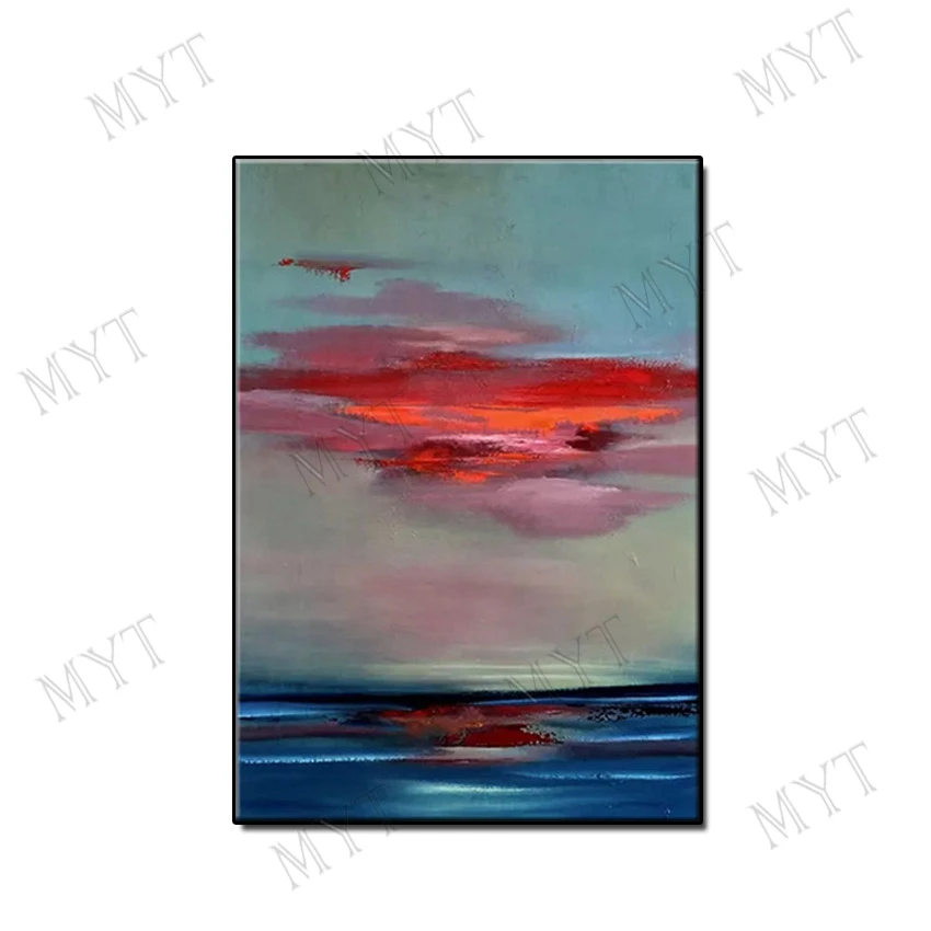 

MYT 100% Handpainted Abstract Modern Dreamy Color Canvas Oil Painting Fashion Golden For Living Room Asile Bedroom Wall Art