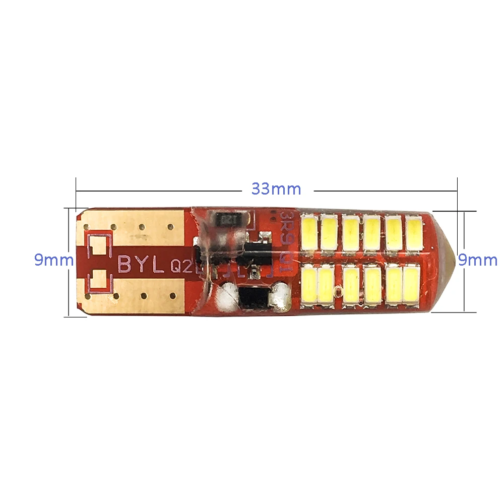 2 шт. светодиод T10 PCB силикагель 194 168 W5W 3014 24 SMD светодиодный боковой свет