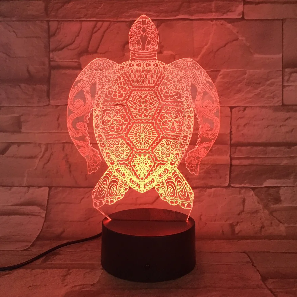3D светодиодный сенсорный Настольный светильник strongчерепаха гирлянда светодиодный USB 7 цветов Изменение ночные светильники как украшение для украшения спальни