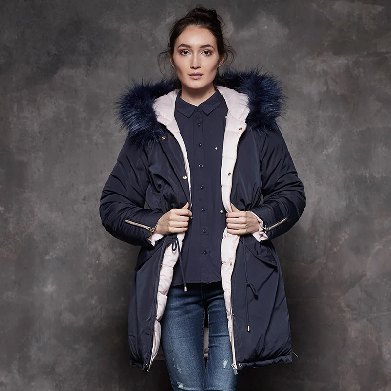 GLO STORY отправлены из ЕС Для женщин зимние длинные Густой мех с капюшоном парки