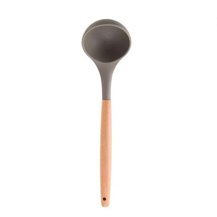 Spoon ERMAKOVA силиконовые кухонные инструменты для выпечки, антипригарные термостойкие щелевые скребок-ложка, ковш, щетка, венчик с деревянной ручкой - Цвет: Spoon