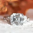Asscher Cut 14k белое золото 3ctw DF обручальное кольцо, свадьба, лаборатория, разросший Moissanite Diamond Halo, тест, положительный лабораторный алмаз