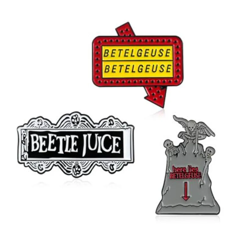 WKOUD Beetlejuice эмалевые булавки рюкзак сумка кожаные куртки шляпа модный аксессуар