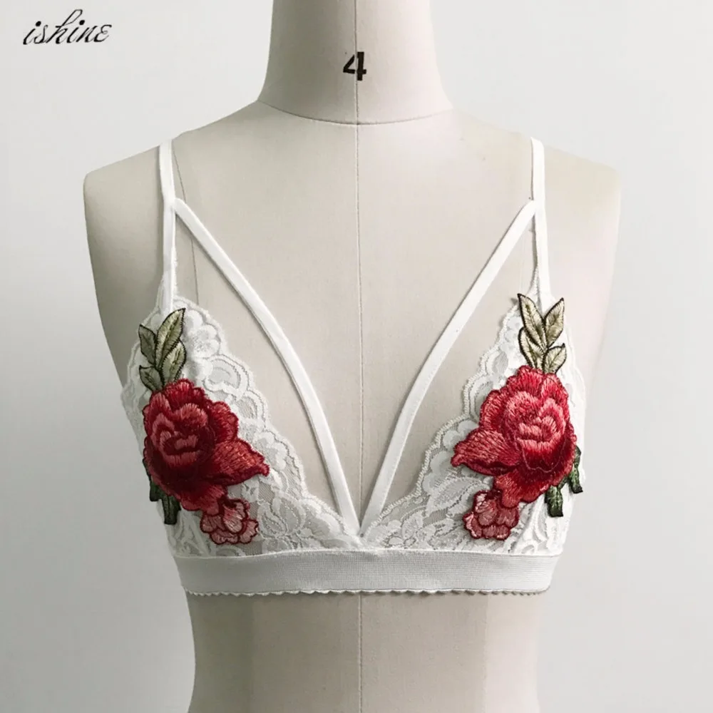 Белый кружевной бюстгальтер с цветочной вышивкой сексуальный черный