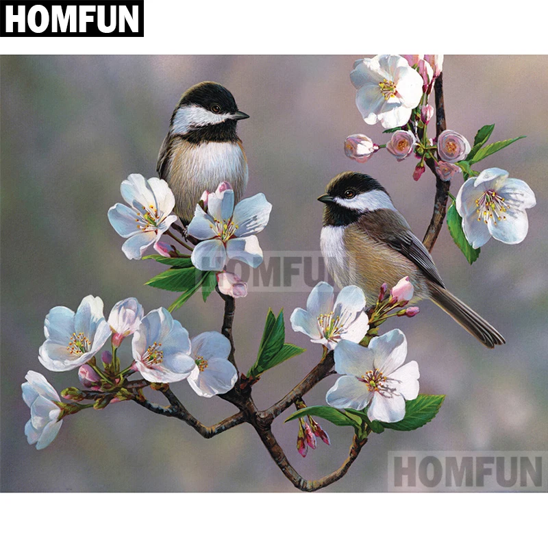 Алмазная живопись HOMFUN A01995 птица и цветы вышивка крестиком из квадратных/круглых