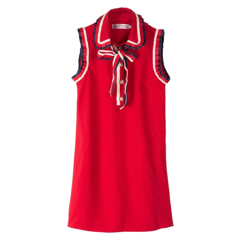 Лето 2019 красный сарафан и женское платье для подиума дизайнерские оборки ленты