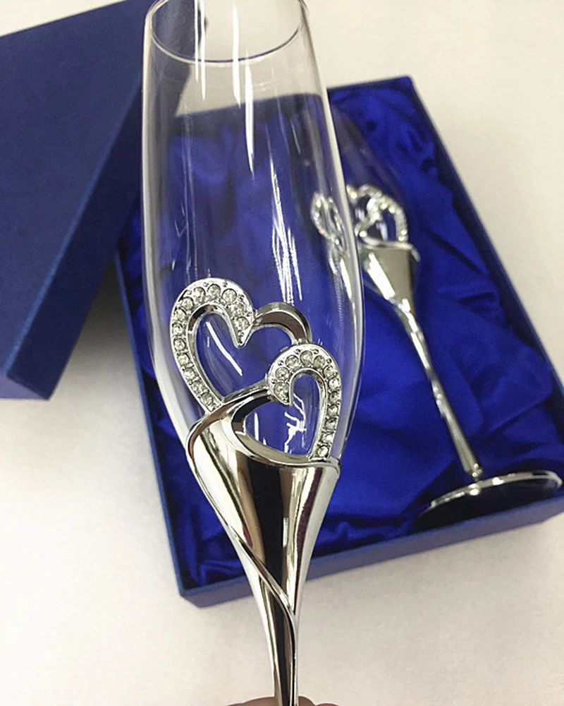 1 комплект хрустальные бокалы под шампанское на свадьбу тостовые флейты